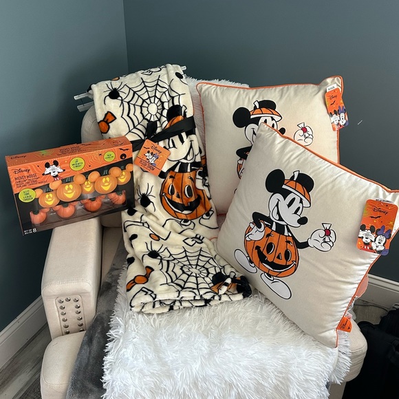 Disney Other - SOLD Mickey Halloween Pumpkin Throw Pillow Musical Pumpkin Light Decor Set
